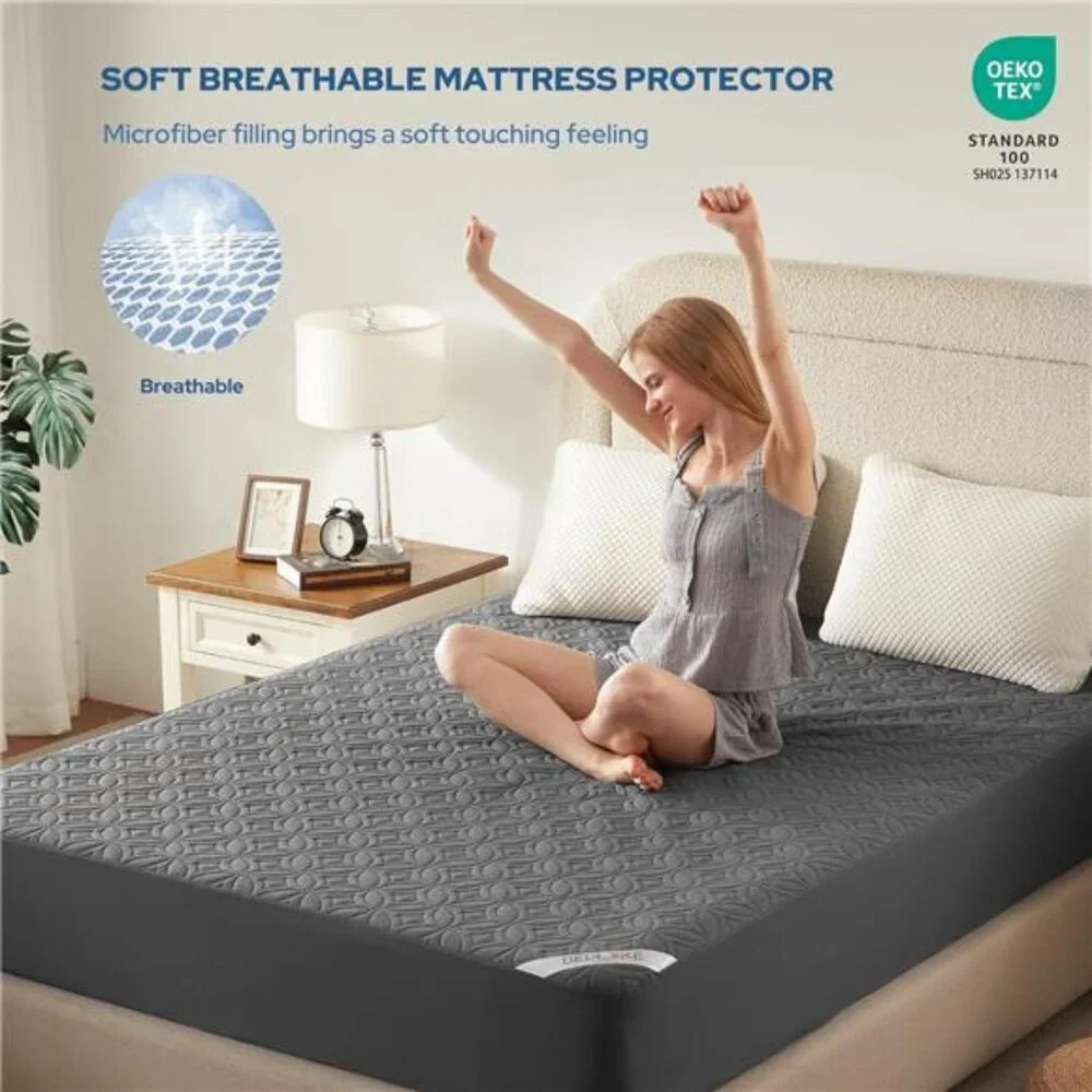 Waterproof Mattress Protector Queen Size Mattress Pad Noiseless with Deep Pocket